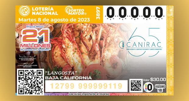 Lotería Nacional lanza cachito con platillo típico de Baja California; premio mayor 21 mdp