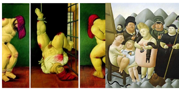 Las torturas de Abu Ghrabi (2005) y La Familia Presidencial (1960). Foto: Especial
