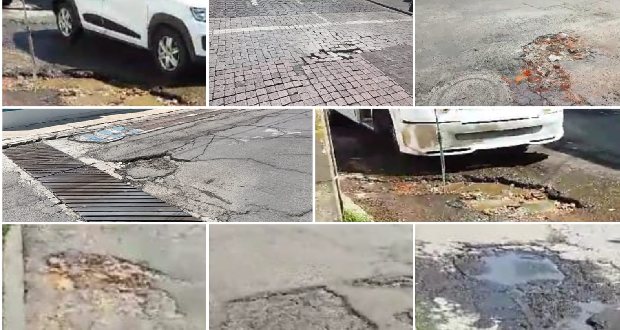 Ciudadanos piden la atención a los baches en el municipio de Püebla.