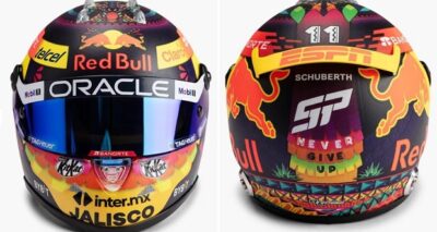 “Checo” Pérez presenta casco de día de muertos para GP de México