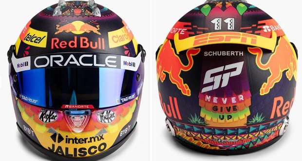 “Checo” Pérez presenta casco de día de muertos para GP de México