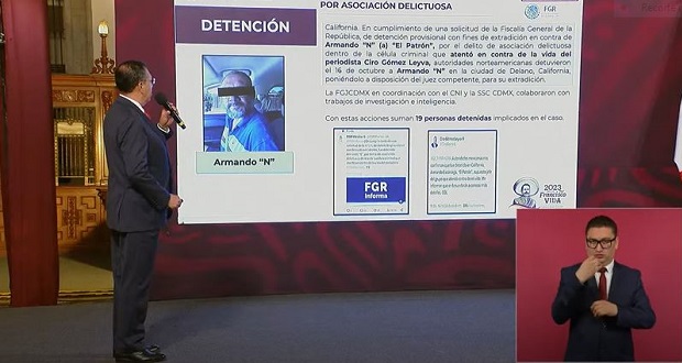 Detenido presunto autor intelectual del ataque a Ciro Gómez Leyva. Foto: Gobierno de México.