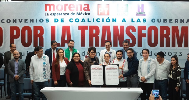 Firman coalición Morena, PT y PVEM para contiendas 2024. Foto: Especial.
