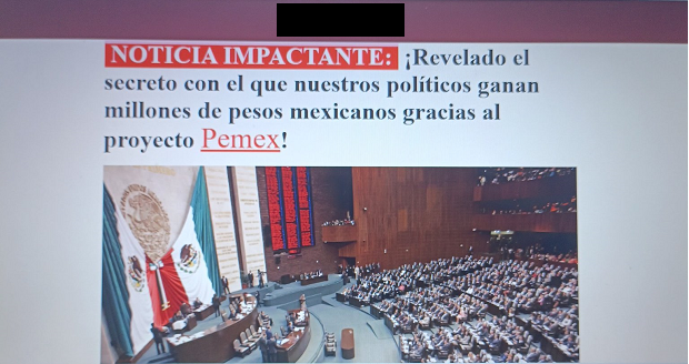 Alerta de estafa en línea con supuesta inversión en Pemex. Foto: Redes sociales.