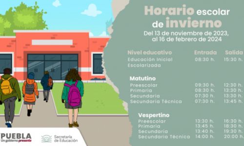 En Puebla el proximo lunes inicia horario invernal en escuelas