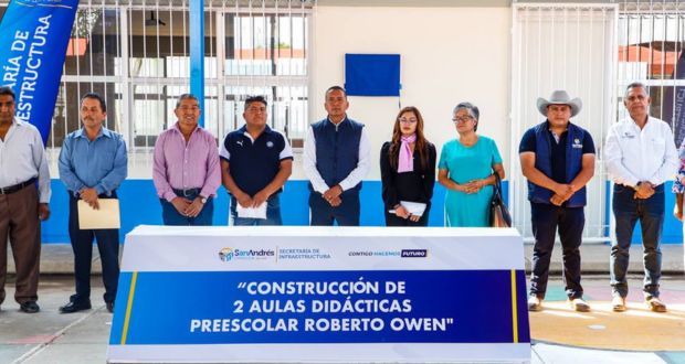 Tlatehui inaugura aulas didácticas nuevas en Preescolar Roberto Owen