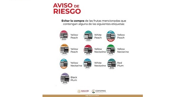 Cofepris alerta por fruta nacional y de Estados Unidos contaminada. foto: Especial.