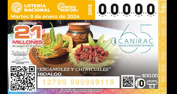 ¿Te atreves a comerlos? Chinicuiles y escamoles, en sorteo de Lotería Nacional. Foto: Especial.