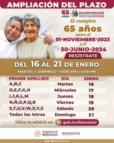 Calendario pensión adultos mayores.