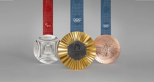 Medallas de Juegos Olímpicos de París con piezas de Torre Eiffel
