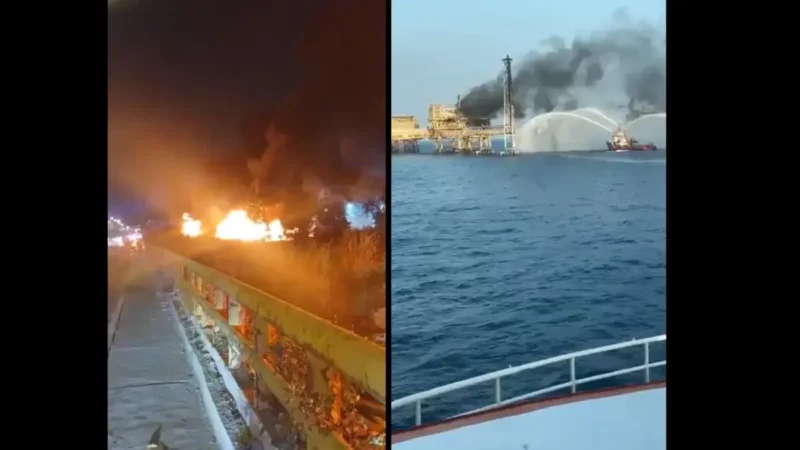 Pemex confirma 1 deceso por incendio en plataforma de Campeche