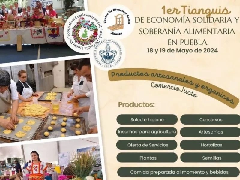 Invitan a primer tianguis de economía solidaria en Puebla este 18 y 19 de mayo