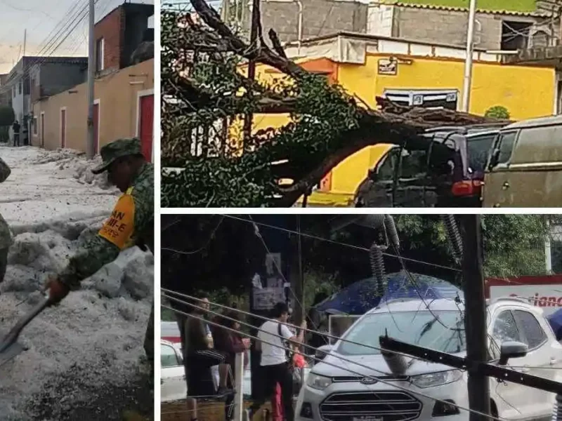 Fuerte lluvia en Puebla causa caída de árboles, postes e inundaciones