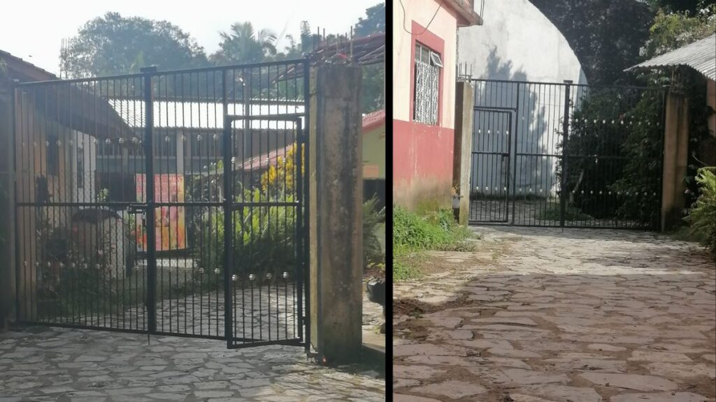 Portón que instaló el párroco de Tzicuilan
