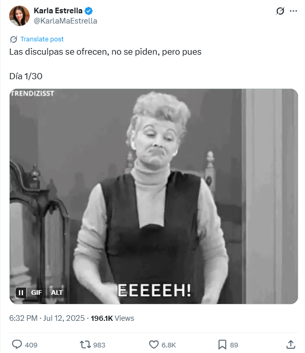Karla Estrella burlándose de la sentencia