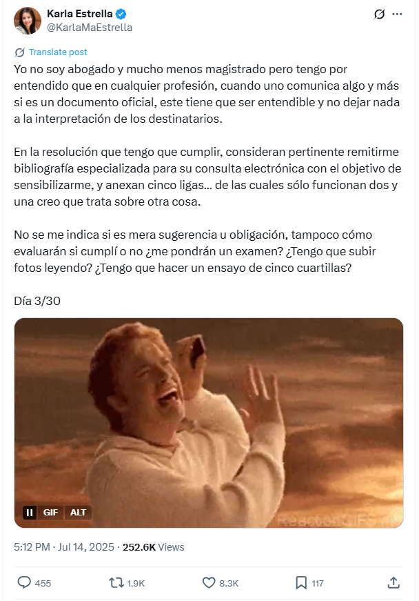 Disculpas públicas de Karla Estrella