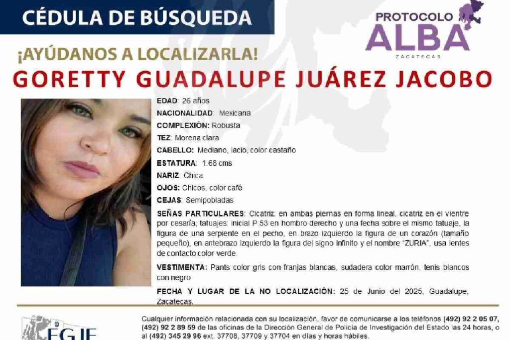 Goretty Guadalupe Juárez Jacobo, hija de Aída Karina Juárez Jacobo desaparecida en junio