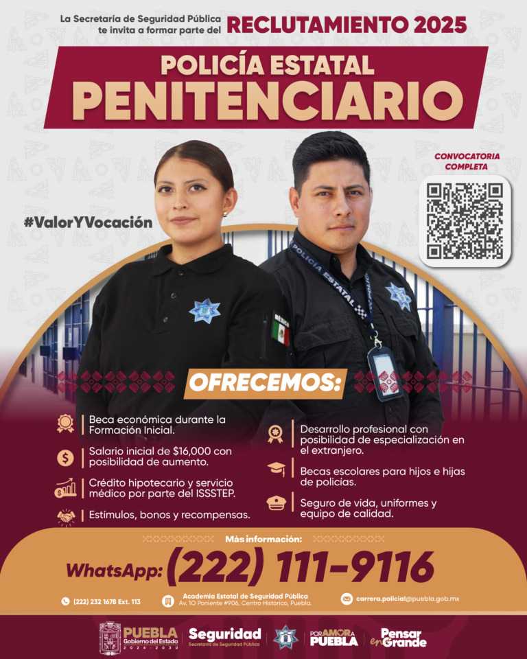 Policía Estatal ofrece sueldos de 16 mil pesos