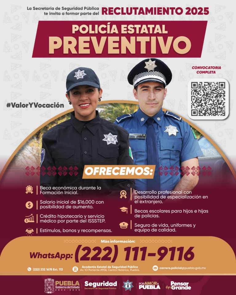 Policía Estatal ofrece sueldos de 16 mil pesos