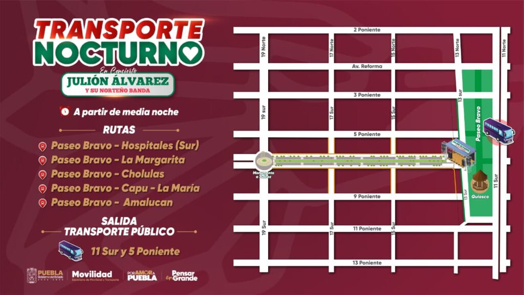 Transporte público nocturno para el 15 de septiembre