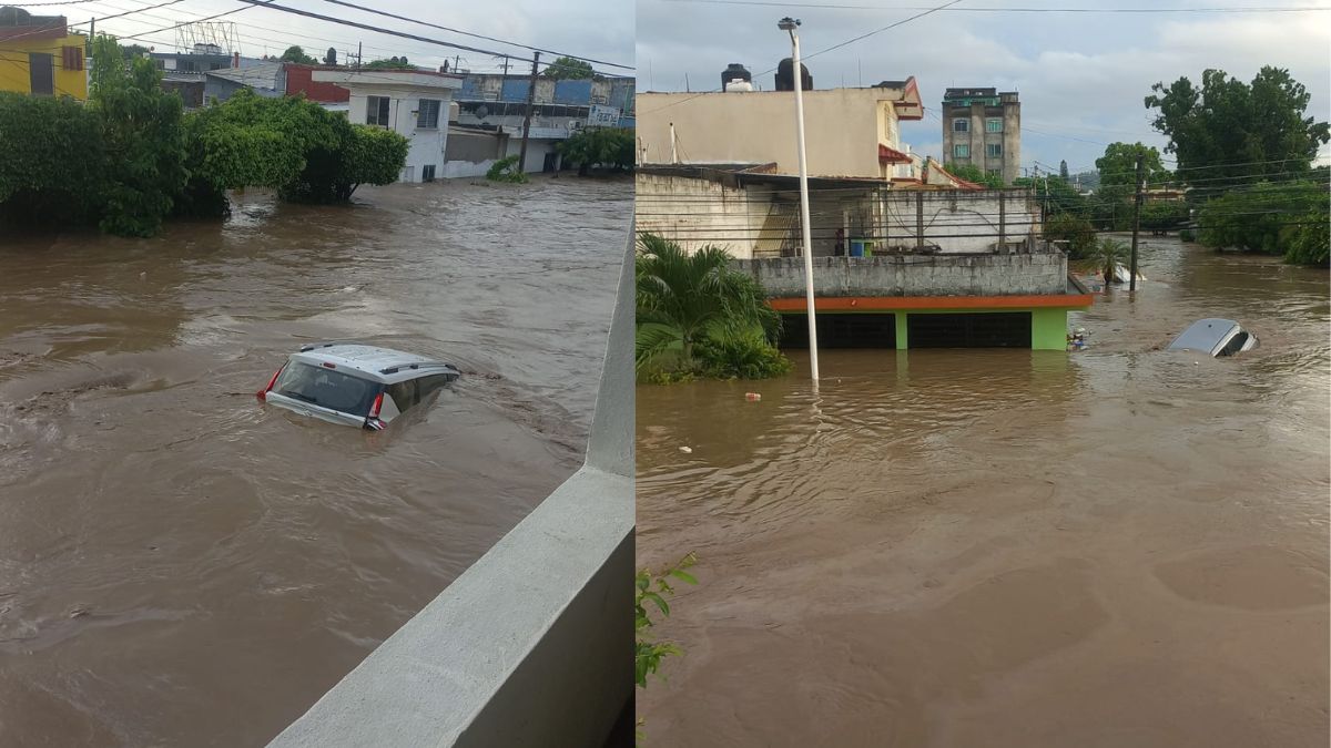 Se desborda el río Cazones causando inundaciones en Poza Rica por lluvias