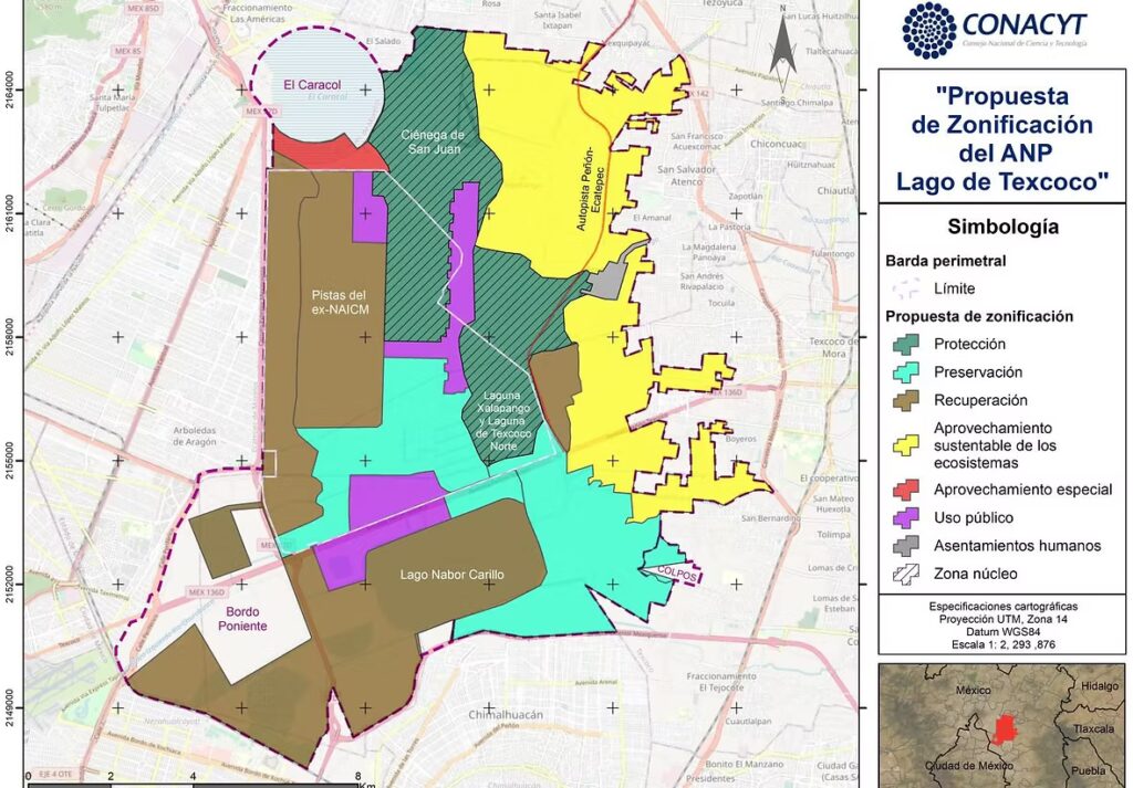 Mapa representativo del Parque Ecológico del Lago de Texcoco