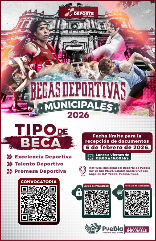 Puebla emite convocatoria de 3 Becas Deportivas 2026, te decimos cómo participar