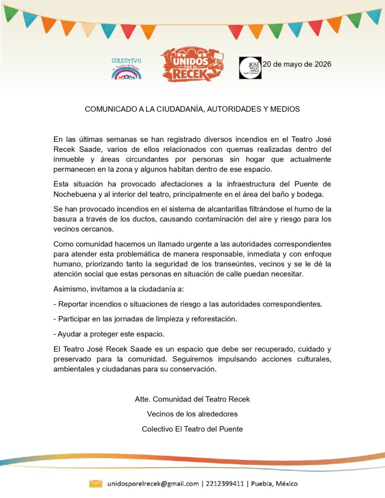 Colectivo alerta por incendios en Teatro José Recek Saade